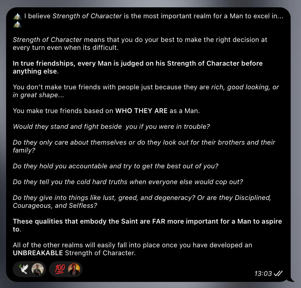 A Mans character is EVERYTHING